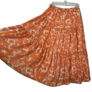 Tie Dye Boho Skirt Ruffle Midi Skirts A-Line Orange Louis Dell'Olio Size M